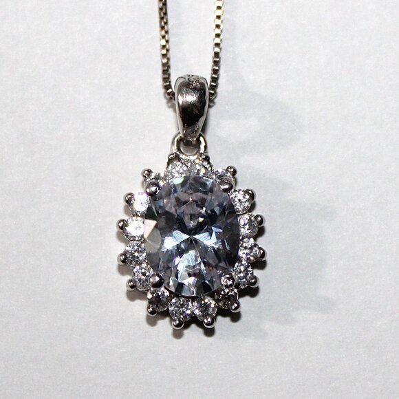 Jewelry - Sterling Silver Casual Cubic Zirconia Necklace 18 Inches